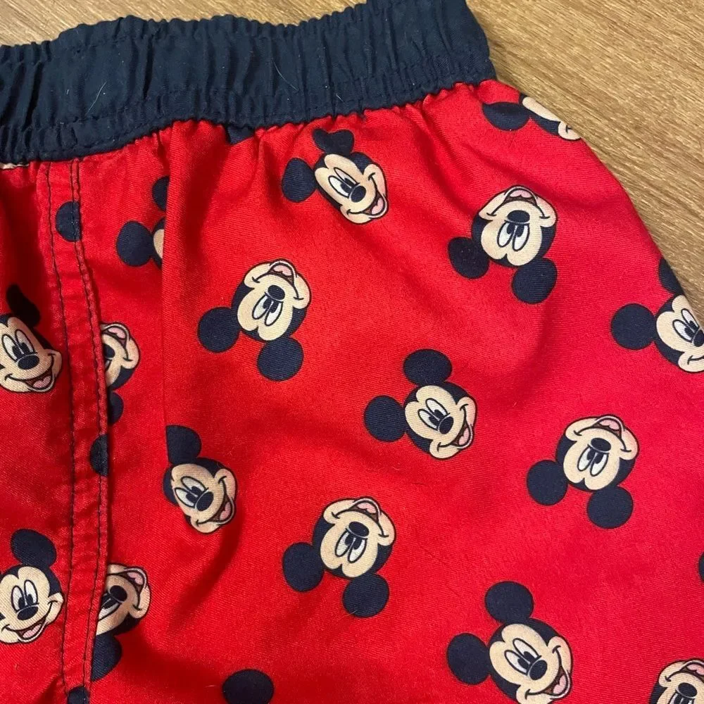 Disney Infant Boys Red Mickey Mouse Swim Trunks Baby Board Shorts size 18m